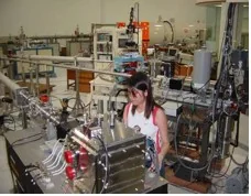 The proton beam writer end station in the laboratory at CIBA.