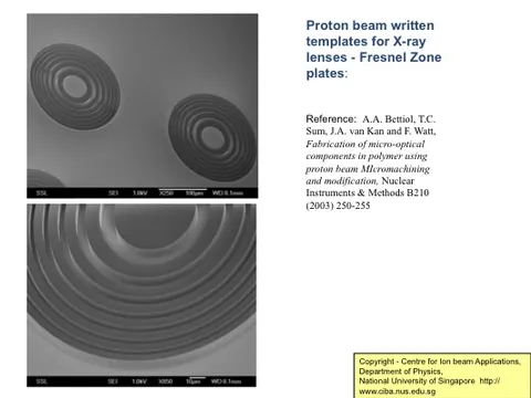 Templates for X-ray lenses: Fresnel zone plates