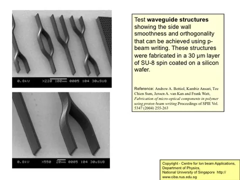 Waveguide test structures in SU-8